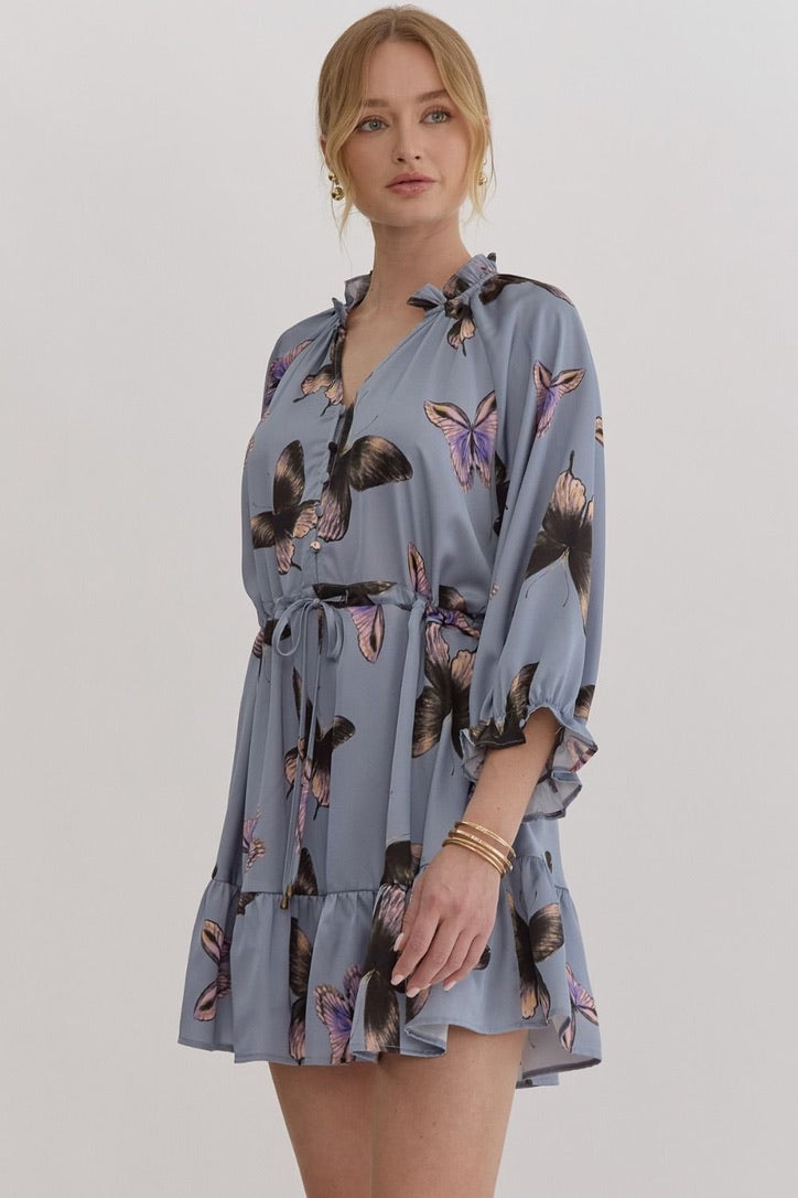 "Melody" Butterfly Print Dress - The Katie Grace Boutique