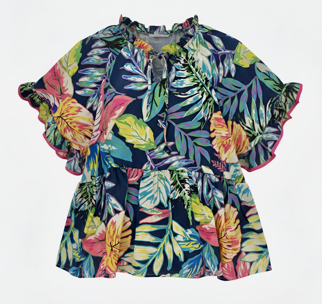 "Alexa" Tropical Blouse - The Katie Grace Boutique
