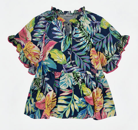"Alexa" Tropical Blouse - The Katie Grace Boutique