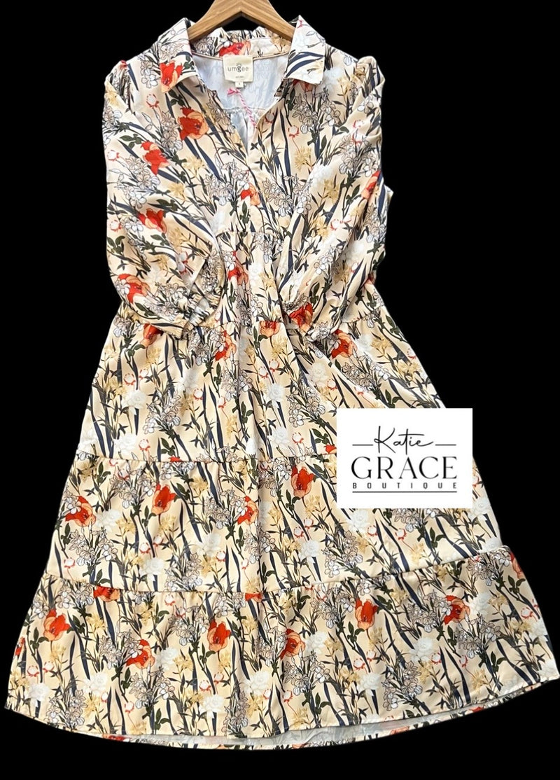 "Adrienne" Floral Midi Dress - The Katie Grace Boutique