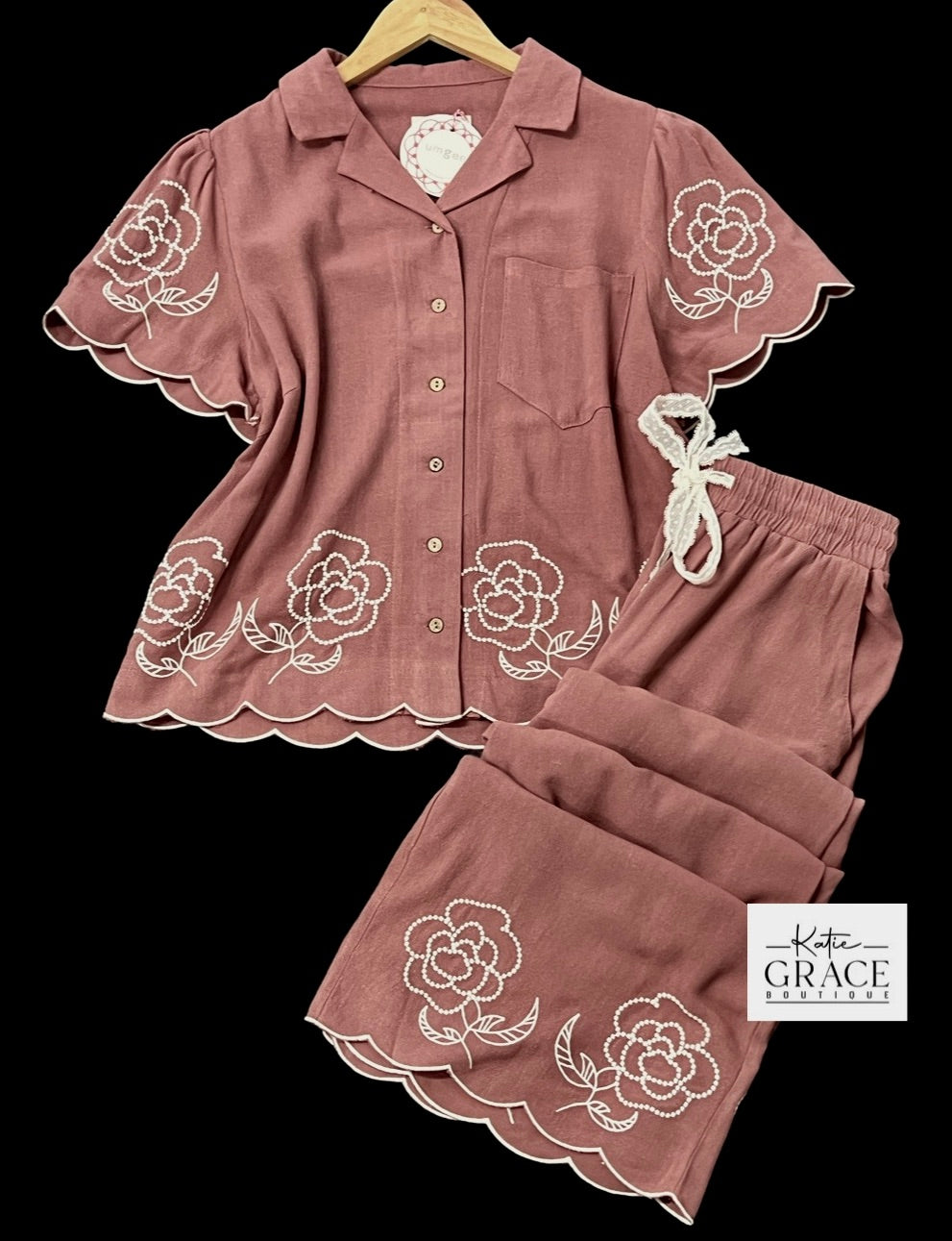 "Amanda" Embroidered Separates, Rose - The Katie Grace Boutique