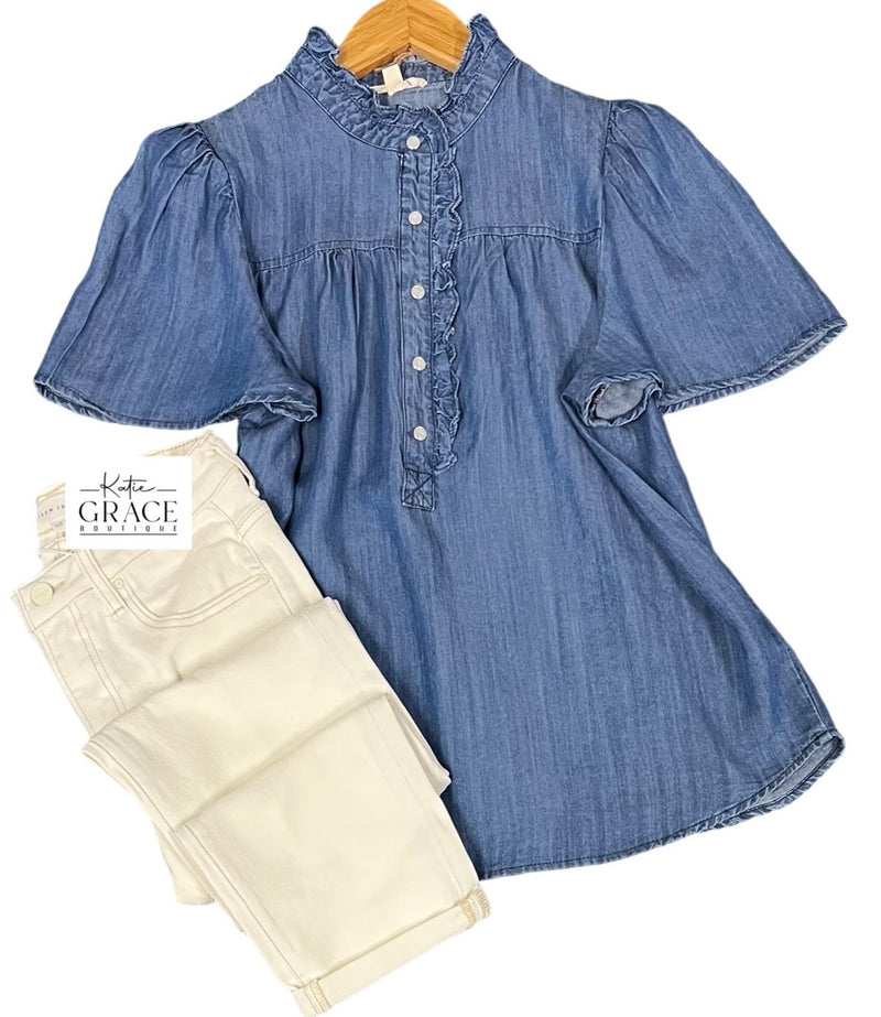 "Nora" Tencel Blouse - The Katie Grace Boutique