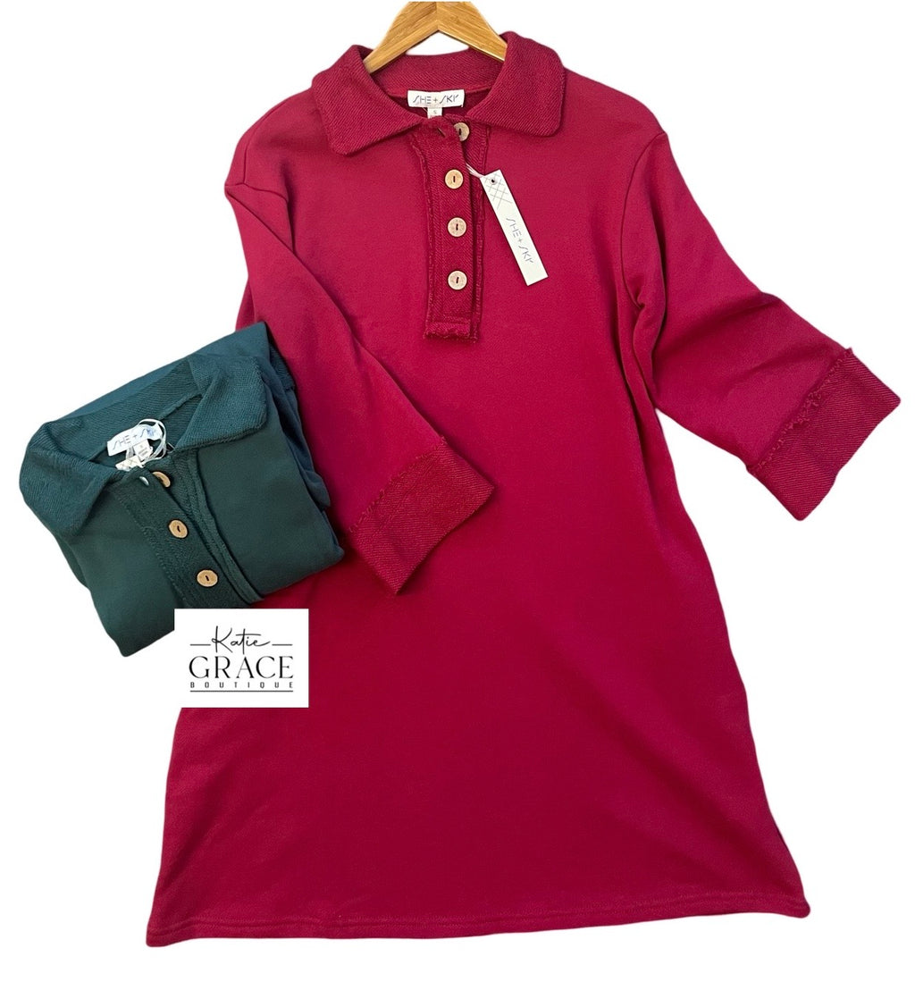 "Laura" French Terry Dress, 2 colors - The Katie Grace Boutique