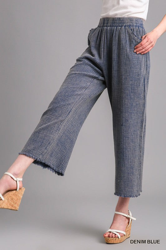 Last One! “Arianna" Mineral Washed Cropped Pants