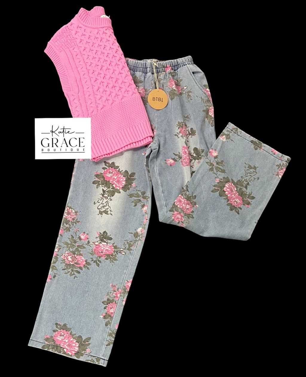 "Amber" Floral Jeans - The Katie Grace Boutique