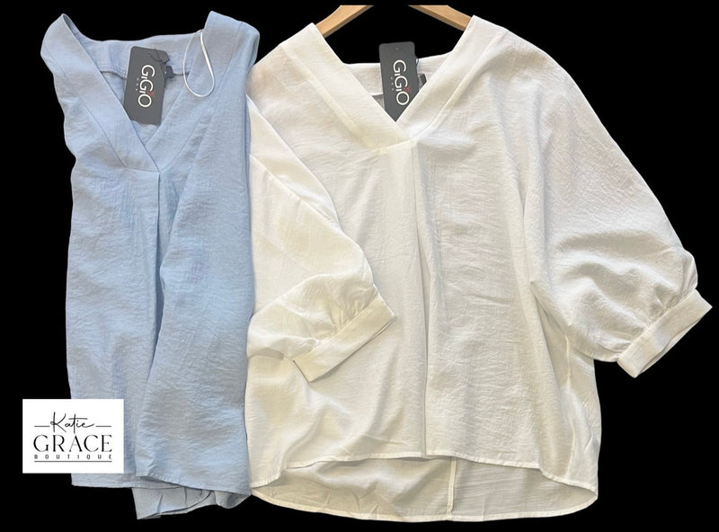 "Chelsea" 3/4 blouse, 2 colors - The Katie Grace Boutique