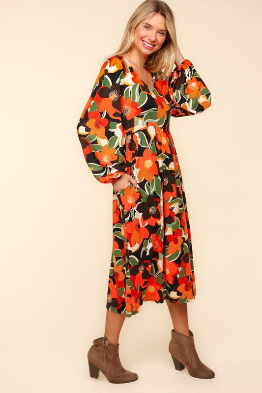 "Bloom" Floral Midi Dress - The Katie Grace Boutique