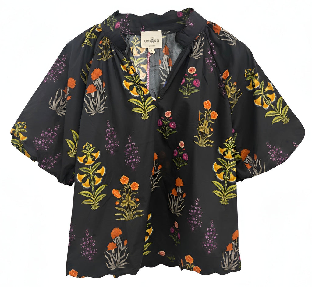 "Cora" Blouse Scalloped Hems