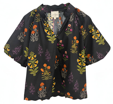 "Cora" Blouse Scalloped Hems