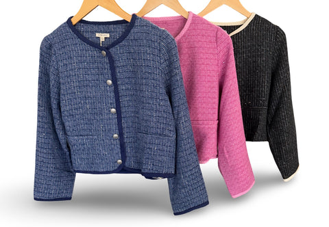 "Vale" Soft Tweed Jacket, 3 colors
