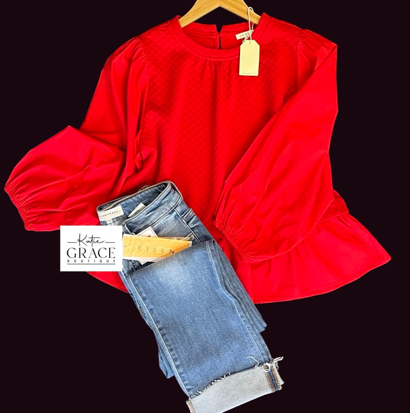 "Allie" Layered Look Blouse - The Katie Grace Boutique