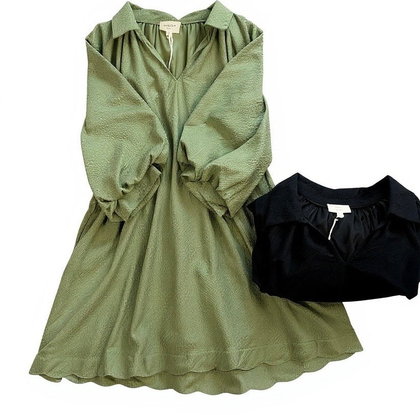 "Carrie" Textured Dress, 2 colors Plus