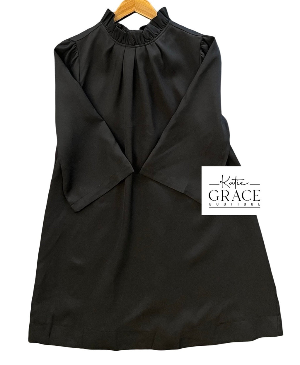 "Presley" Ruffled Mock Neck Dress - The Katie Grace Boutique