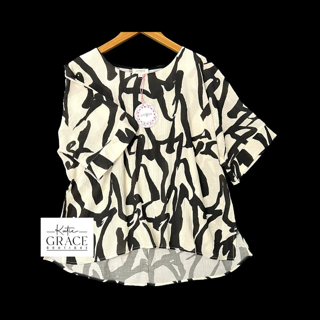 "Mina" Abstract Blouse - The Katie Grace Boutique