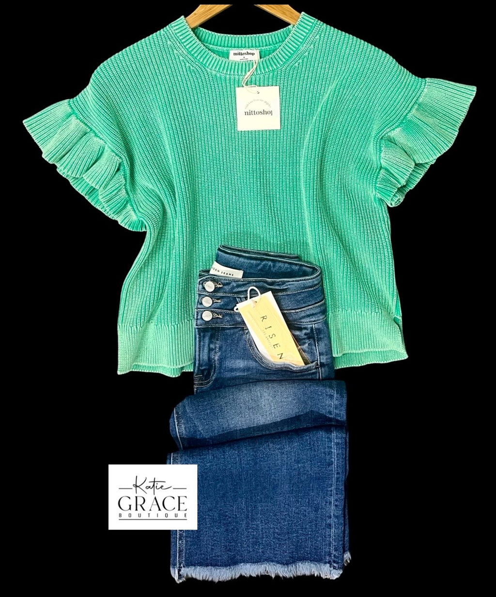 "Julia"Mineral Washed Sweater - The Katie Grace Boutique