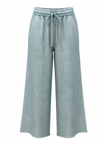 "Hadley" Cropped Mineral Pants, Soft Blue - The Katie Grace Boutique