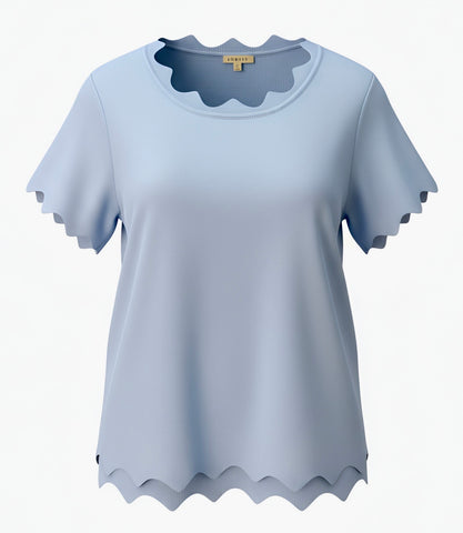 "Nelah" Scalloped Knit Top, 2 colors