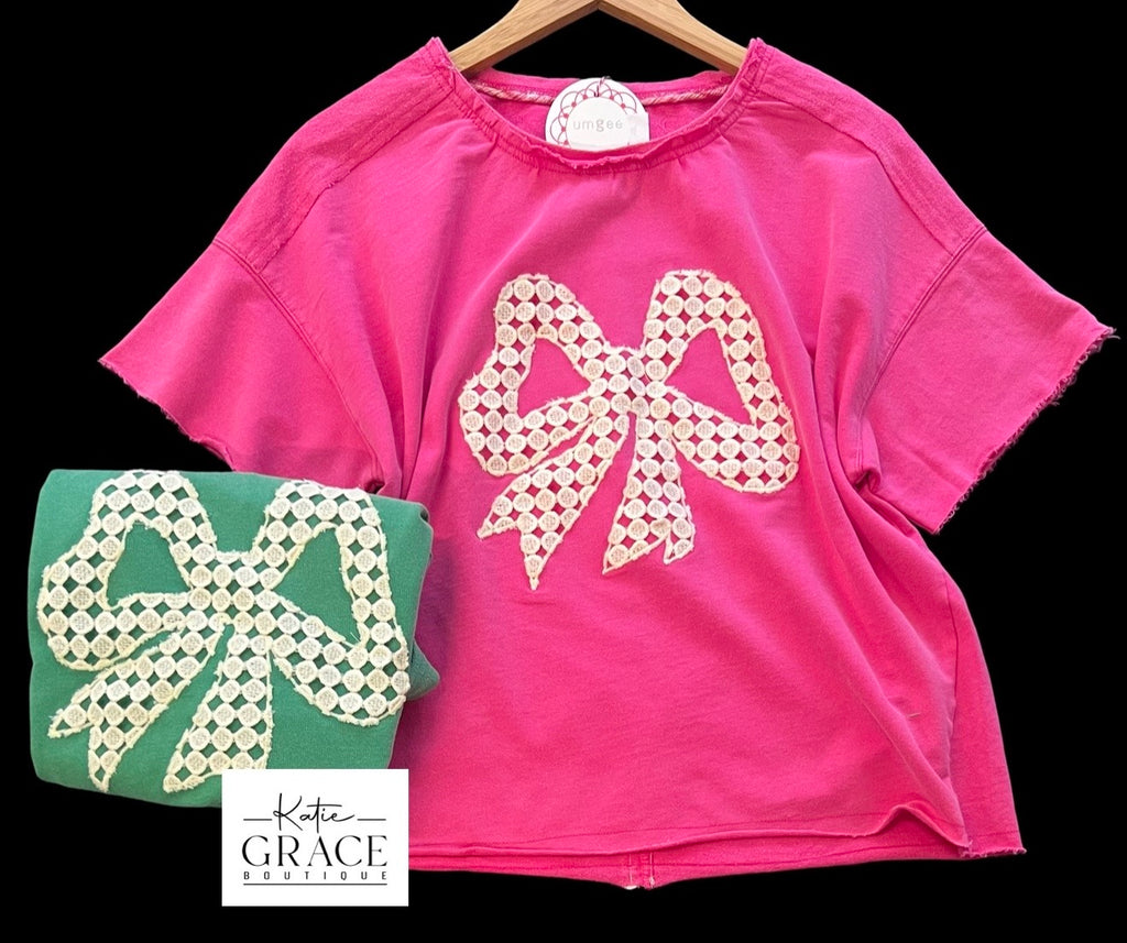 "Georgia" Crochet Bow Top, 2 colors - The Katie Grace Boutique