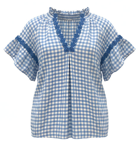 "Gina" Gingham Blouse - The Katie Grace Boutique