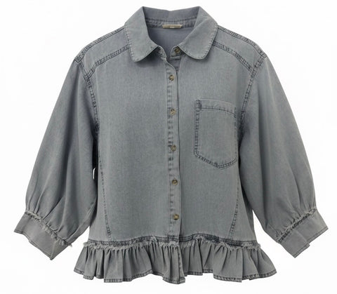 "Taylor" Denim Top - The Katie Grace Boutique