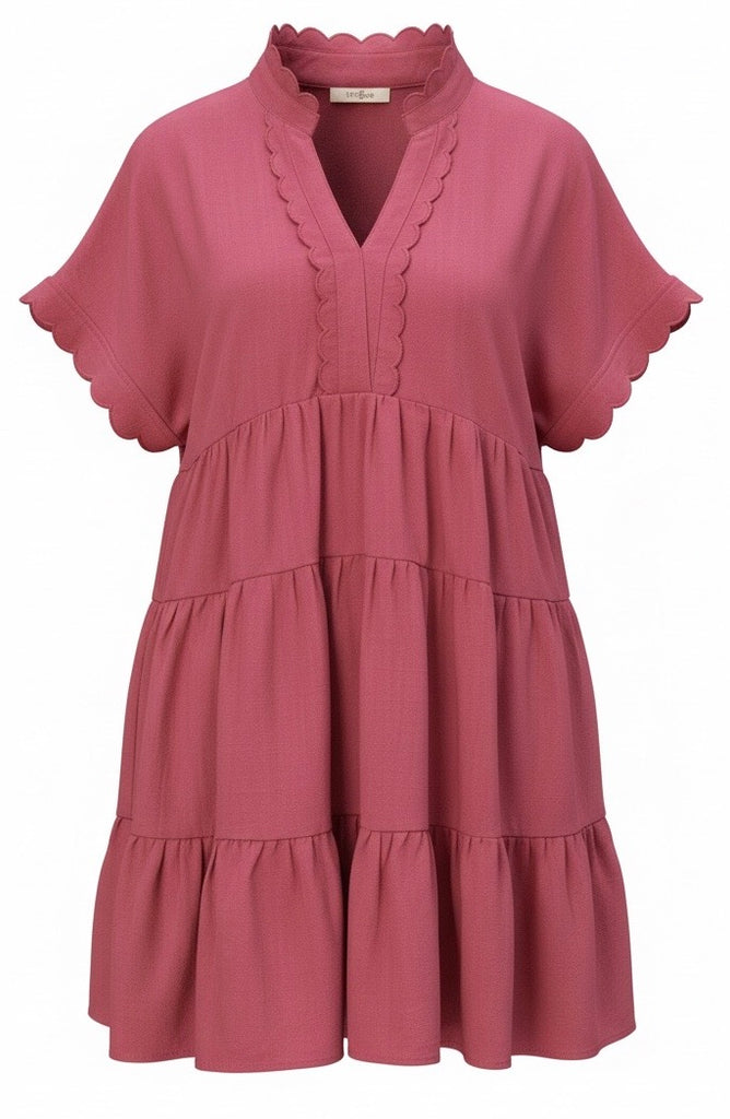 "Tonya" Scalloped Trim Dress - The Katie Grace Boutique