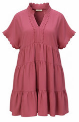 "Tonya" Scalloped Trim Dress - The Katie Grace Boutique