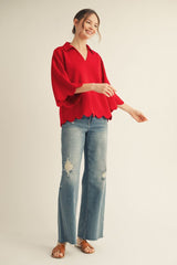 "Chasely" Scalloped Luxe Top