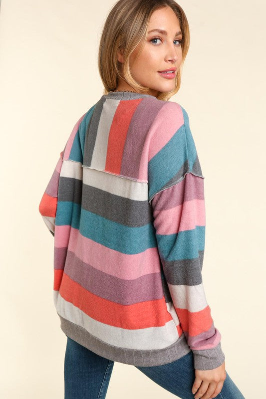 "Maggie" Ultra Soft Striped Pullover
