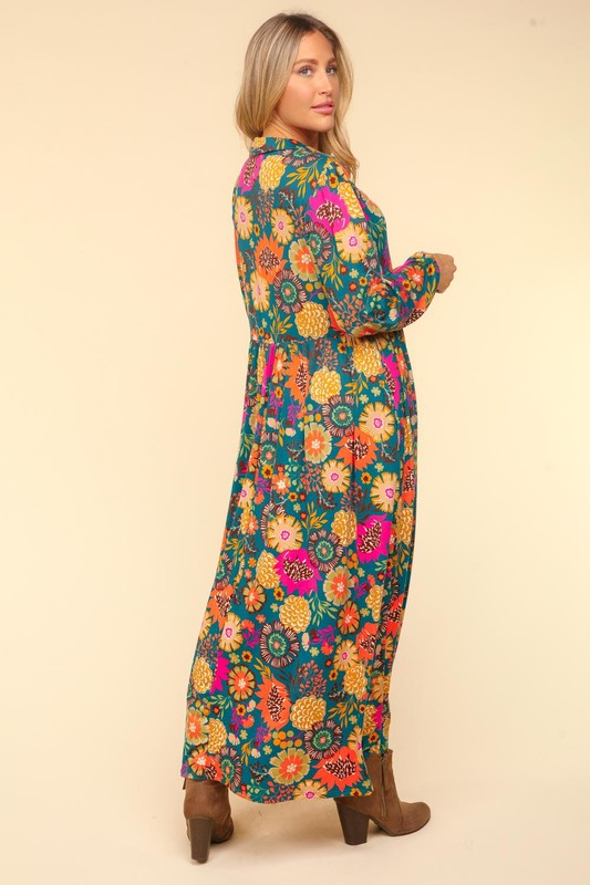 "Charlee" Retro Floral Maxi Dress - The Katie Grace Boutique