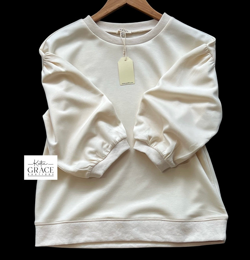 "Haley" Luxe Knit Top, Ecru - The Katie Grace Boutique