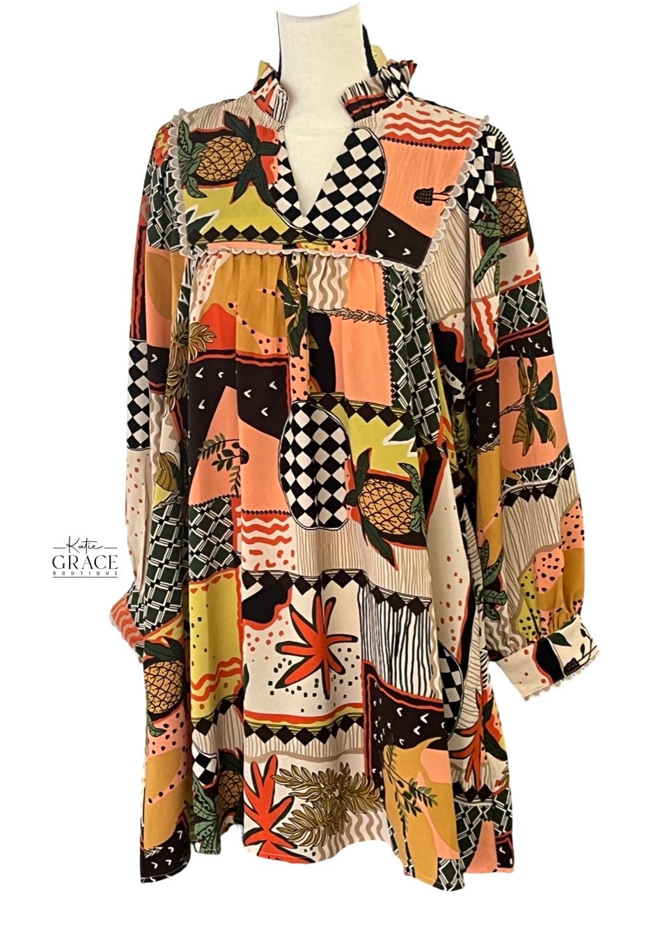 "Twiggy" Retro Print Dress - The Katie Grace Boutique