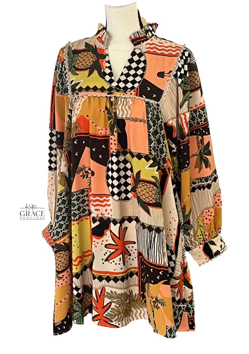 "Twiggy" Retro Print Dress