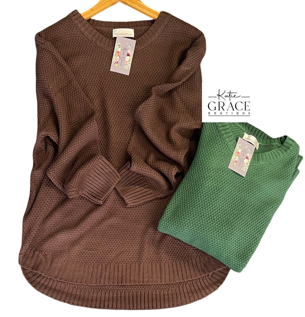 "Catie"Waffle Knit Sweater - The Katie Grace Boutique