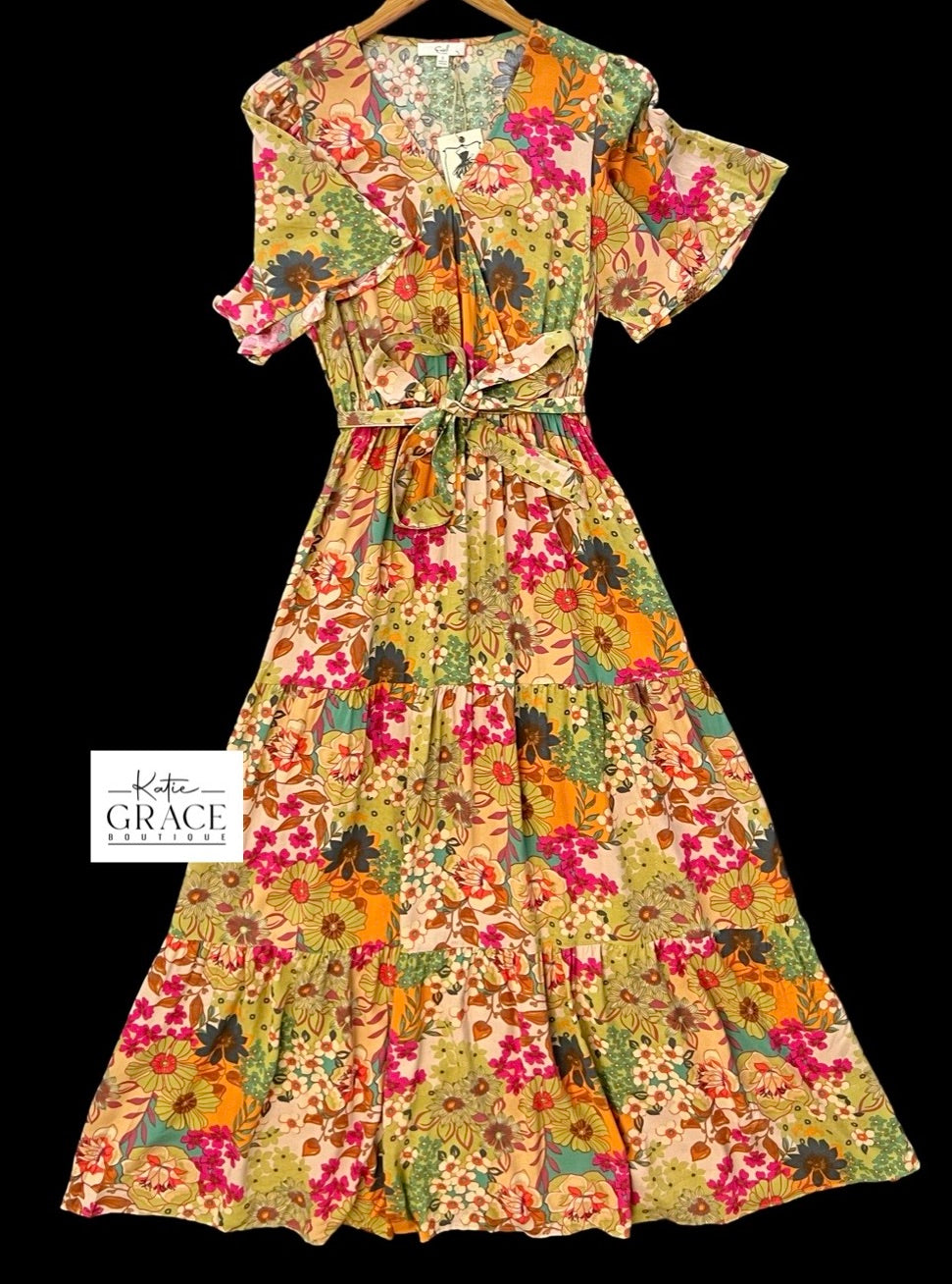 "Isabelle" Retro Floral Maxi Dress - The Katie Grace Boutique