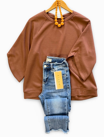 "Becca" 3/4 Sleeve Top - The Katie Grace Boutique