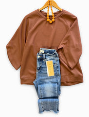 "Becca" 3/4 Sleeve Top - The Katie Grace Boutique