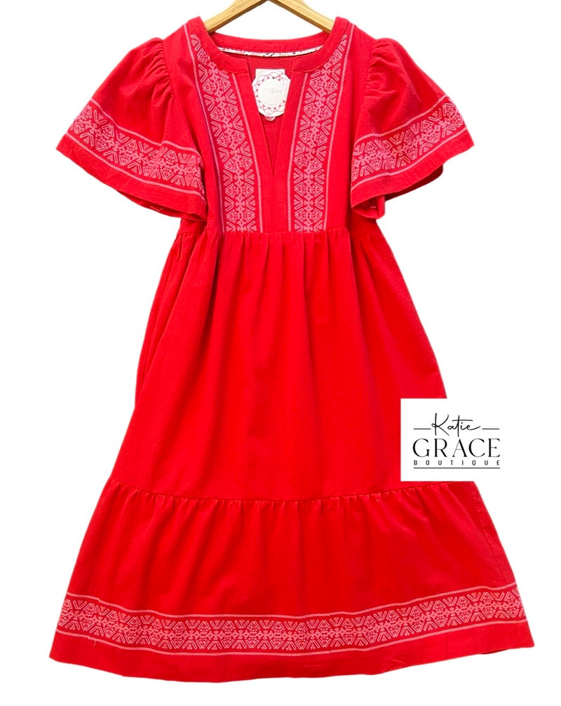 "Carmen" Embroidered Dress - The Katie Grace Boutique