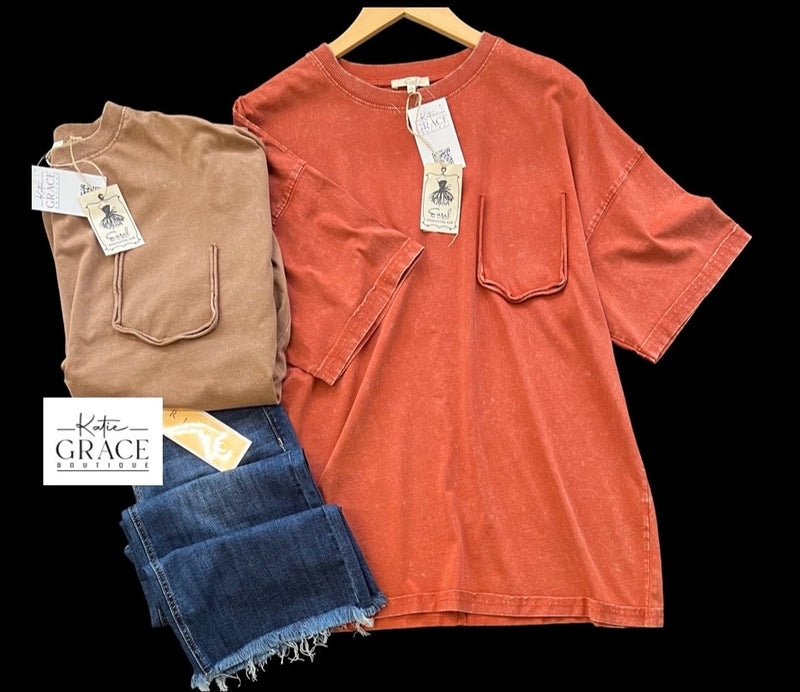 "Maeve" Mineral Washed Top - The Katie Grace Boutique
