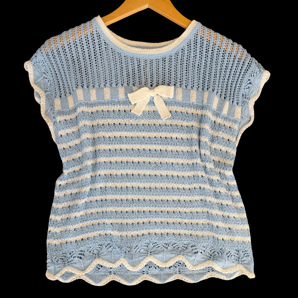 "Blaire" Crochet Sweater, Blue - The Katie Grace Boutique