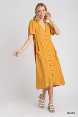 "Goldie" Linen Blend Midi Dress - The Katie Grace Boutique