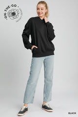 "Eliss" Ruched Sleeve Pullover, Luxe Knit - The Katie Grace Boutique