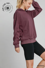 "Eliss" Ruched Sleeve Pullover, Luxe Knit - The Katie Grace Boutique
