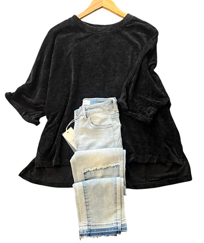 "Gracie" Oversized Velvet Chenille Top - The Katie Grace Boutique