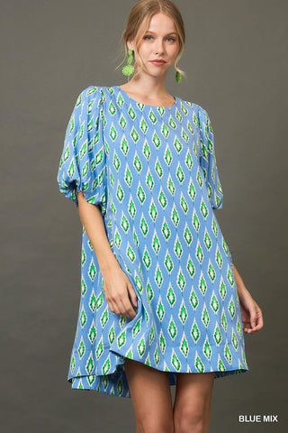 "Amelia" Leaf Motif Dress - The Katie Grace Boutique