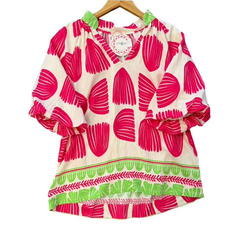 "Lilly" Printed Blouse - The Katie Grace Boutique