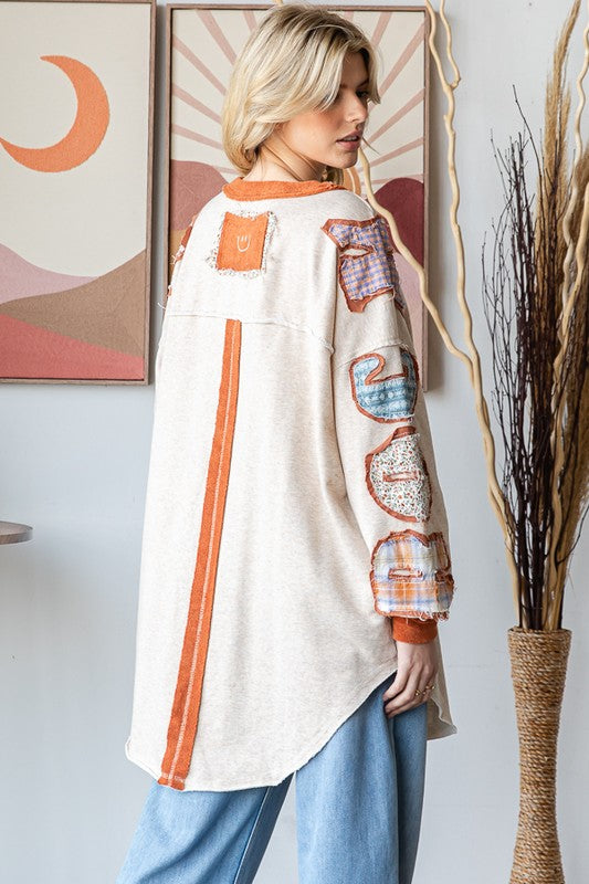 "Leona" Rock N' Roll Tunic, Oatmeal - The Katie Grace Boutique