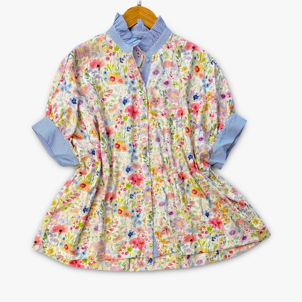"Clara" Mixed Prints DolmnaTop - The Katie Grace Boutique