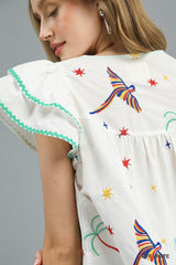 "Ariel" Embroidered Blouse - The Katie Grace Boutique