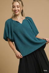 "Kendra" Textured Blouse - The Katie Grace Boutique
