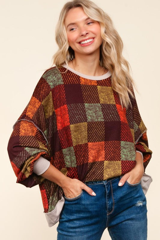 "Aubrey" Plaid Knit Pullover - The Katie Grace Boutique